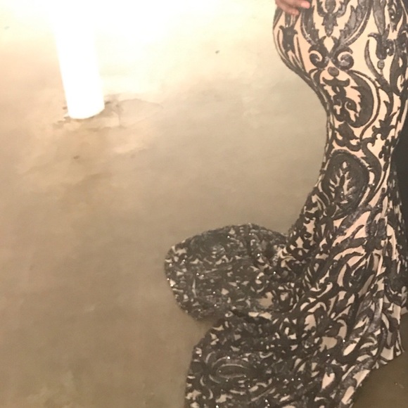 Nude and Black Prom Dress - Picture 2 of 4